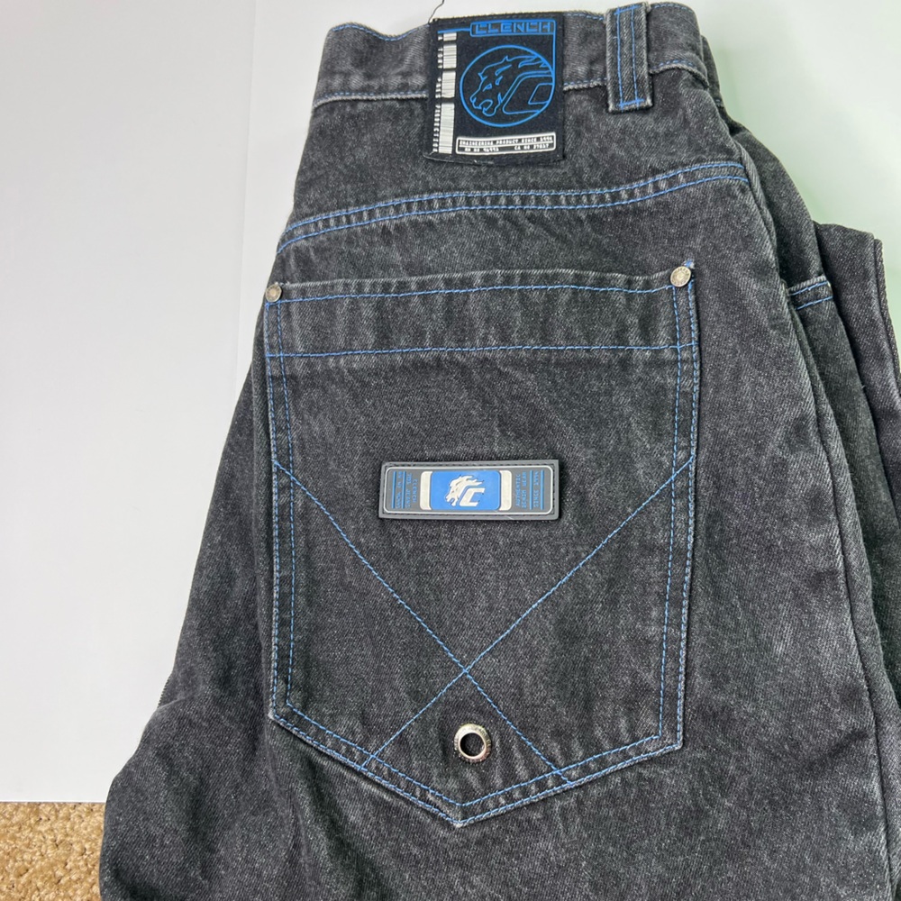 Clench Jeans Vintage Denim 90s Y2K Streetwear Hip Hop Baggy Unisex 32 x 32 - Picture 10 of 14